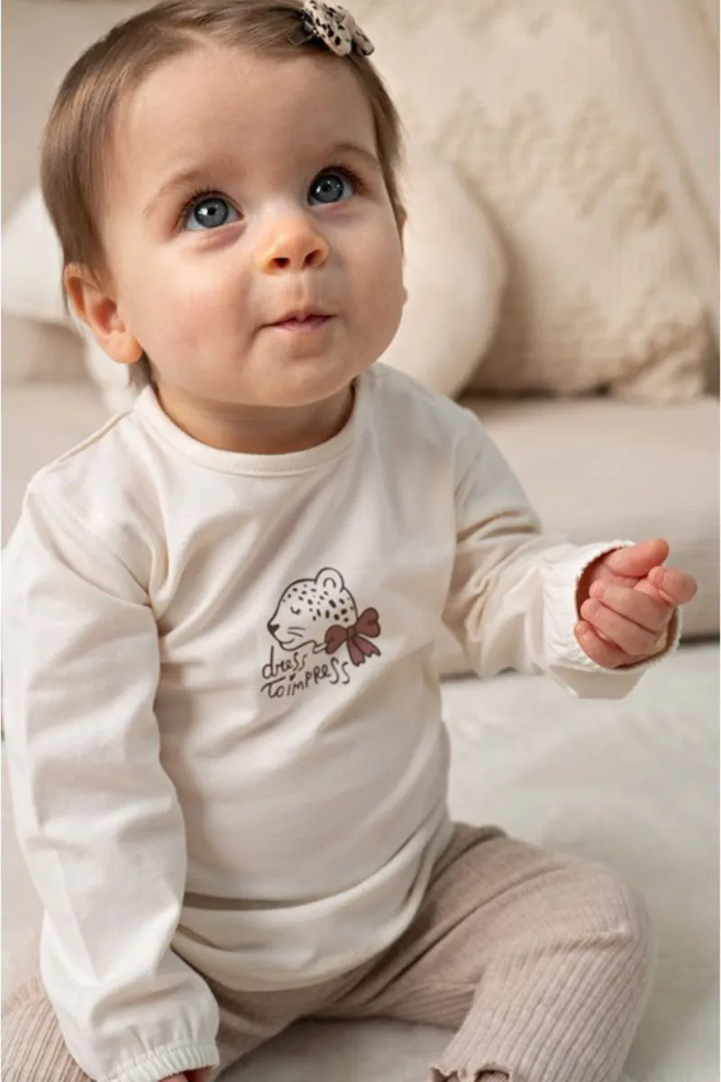 Feetje Longsleeve Dress To Impress offwhite, jurkje met lange mouwen voor baby